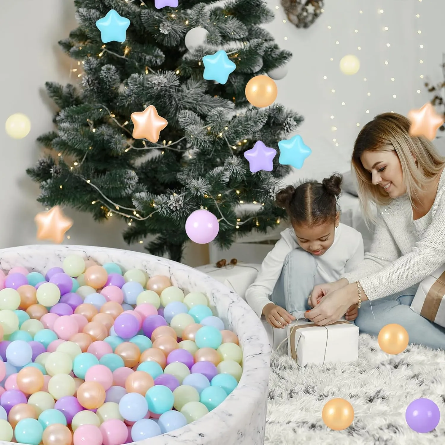 STARBOLO Ball Pit Balls for Kids -100pcs Macaron Pit Balls Crush Proof Plastic Toy Balls for Toddler Ball Pit, Ball Pit Play Tent, Baby Pool Water Toys, Kiddie Pool, Party Decoration, Photo Props