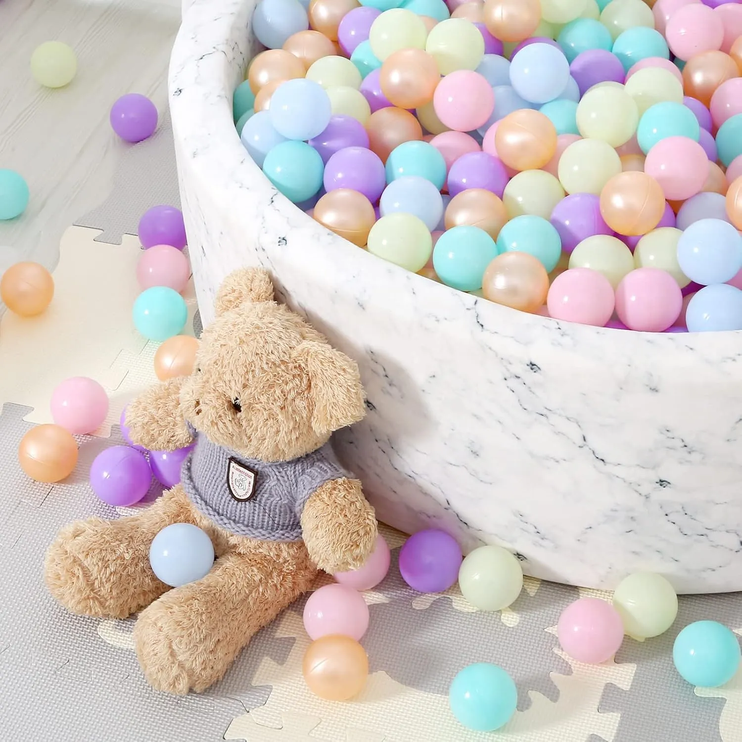 STARBOLO Ball Pit Balls for Kids -100pcs Macaron Pit Balls Crush Proof Plastic Toy Balls for Toddler Ball Pit, Ball Pit Play Tent, Baby Pool Water Toys, Kiddie Pool, Party Decoration, Photo Props