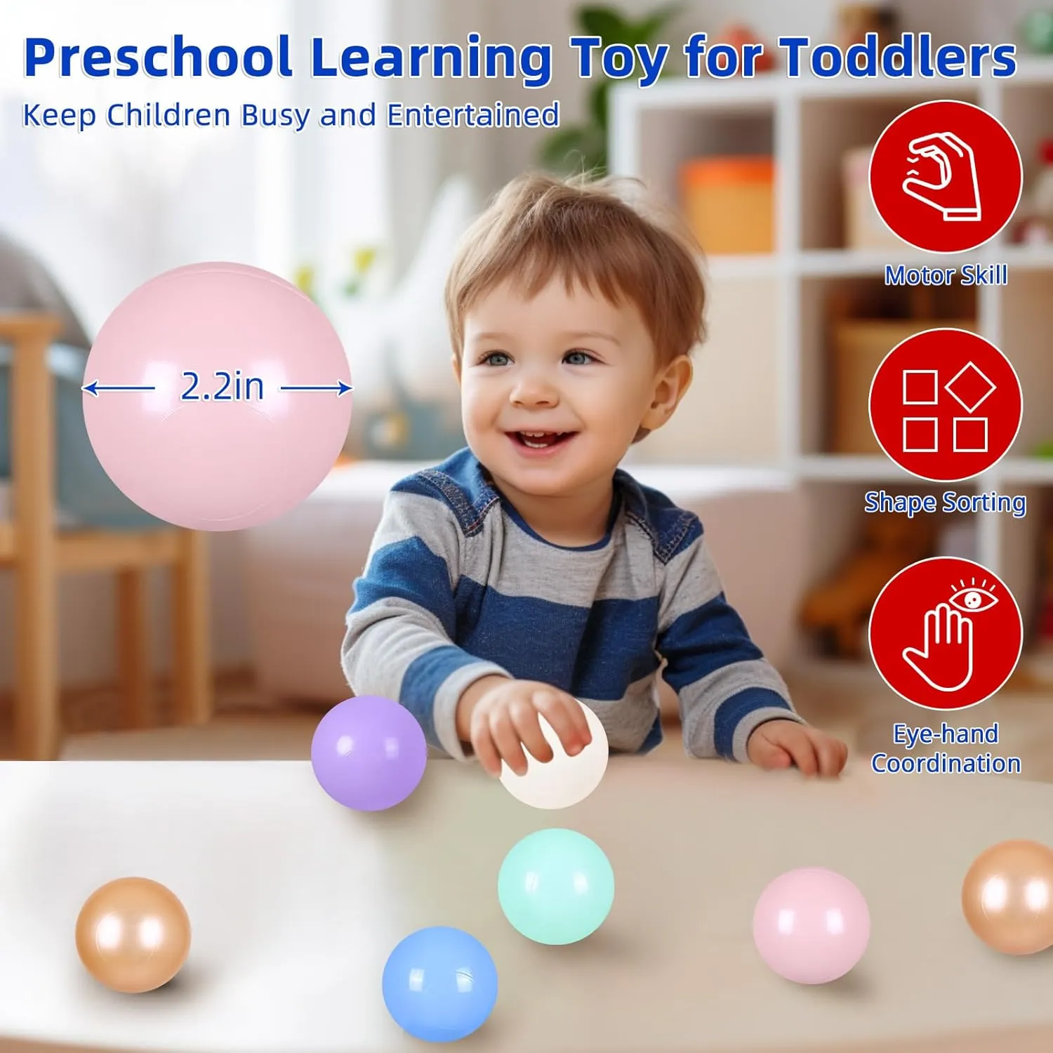 STARBOLO Ball Pit Balls for Kids -100pcs Macaron Pit Balls Crush Proof Plastic Toy Balls for Toddler Ball Pit, Ball Pit Play Tent, Baby Pool Water Toys, Kiddie Pool, Party Decoration, Photo Props