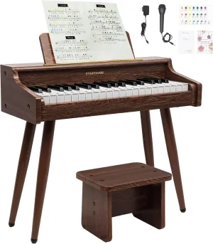 Starfavor Kids Keyboard, 37 Keys Digital Piano with Volume Control, Rechargeable Music Educational Instrument Toy, Wood Piano for 3  Girls, Boys, Beginner, Toddler