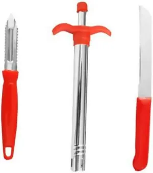 Steel 3 in 1 Kitchen Gas Lighter ,Peeler ,Knife combo Set