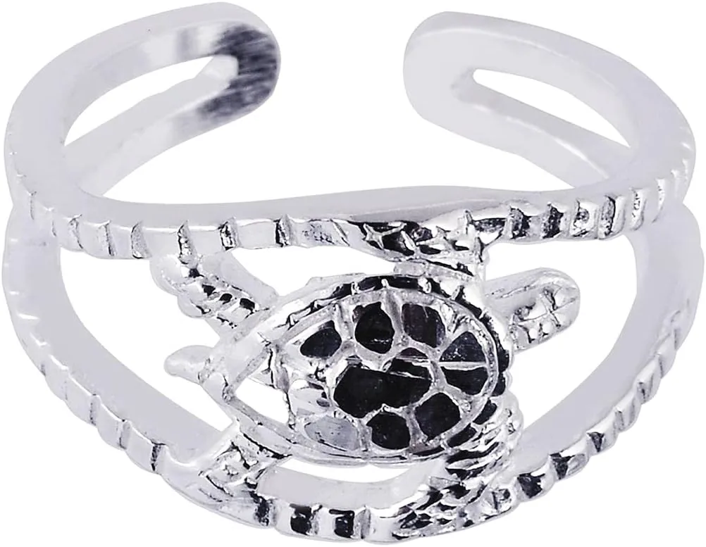 Sterling Silver Hawaiian Sea Turtle Adjustable Toe Ring