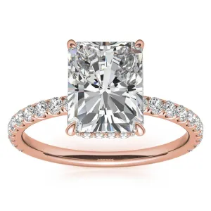 Sterling Silver Radiant Cut Solitaire Adjustable Classic Rose Gold Ring – Perfect for Engagement