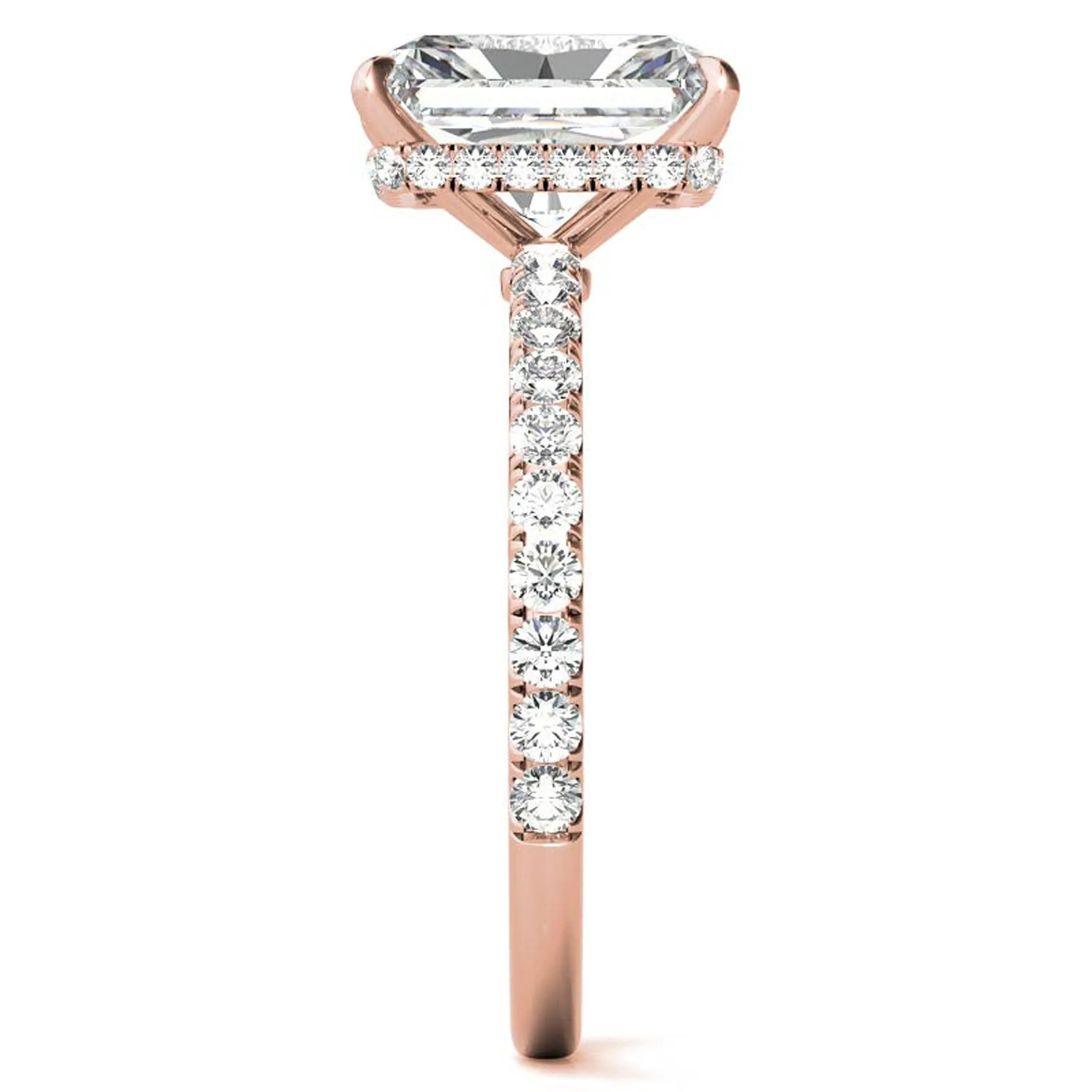 Sterling Silver Radiant Cut Solitaire Adjustable Classic Rose Gold Ring – Perfect for Engagement