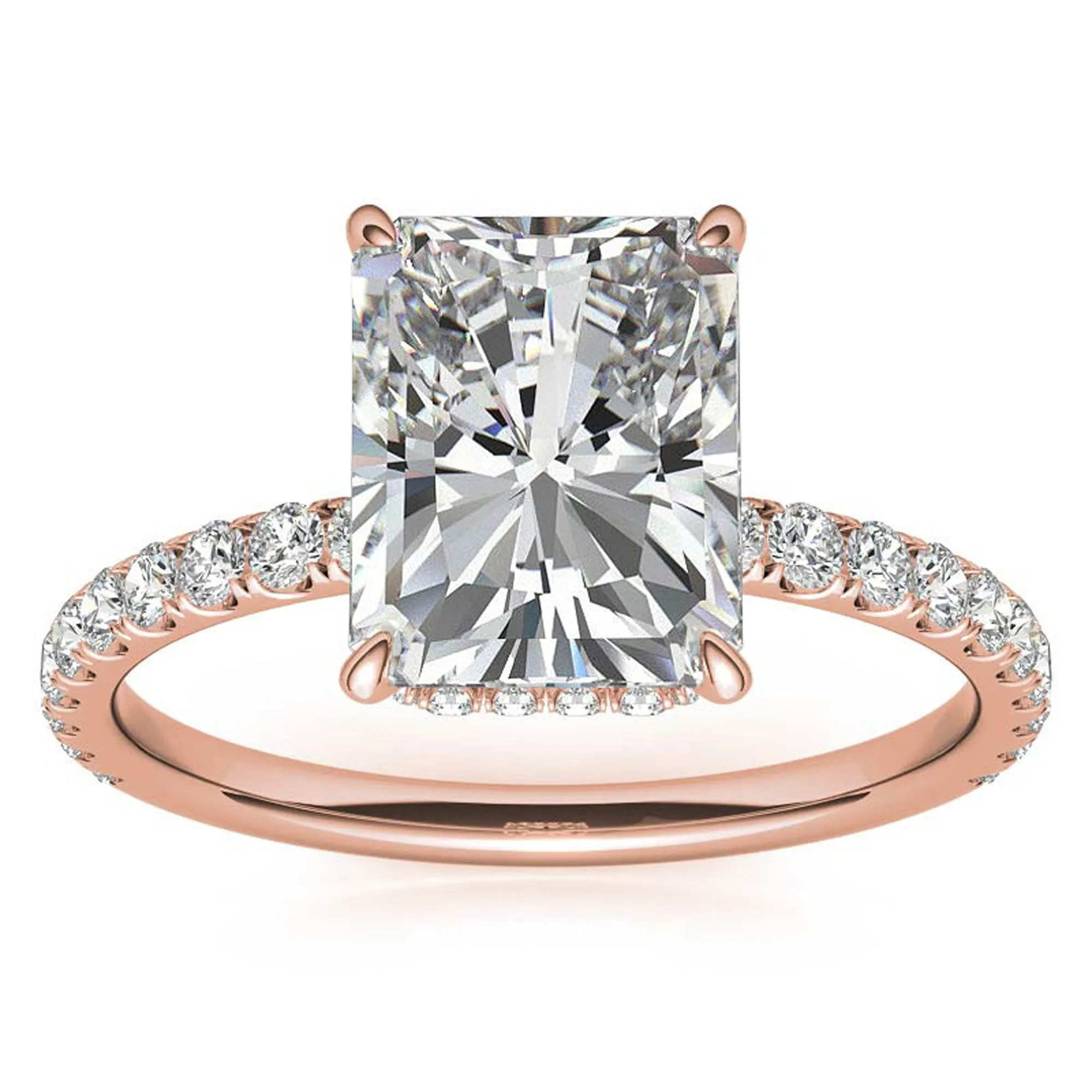 Sterling Silver Radiant Cut Solitaire Adjustable Classic Rose Gold Ring – Perfect for Engagement
