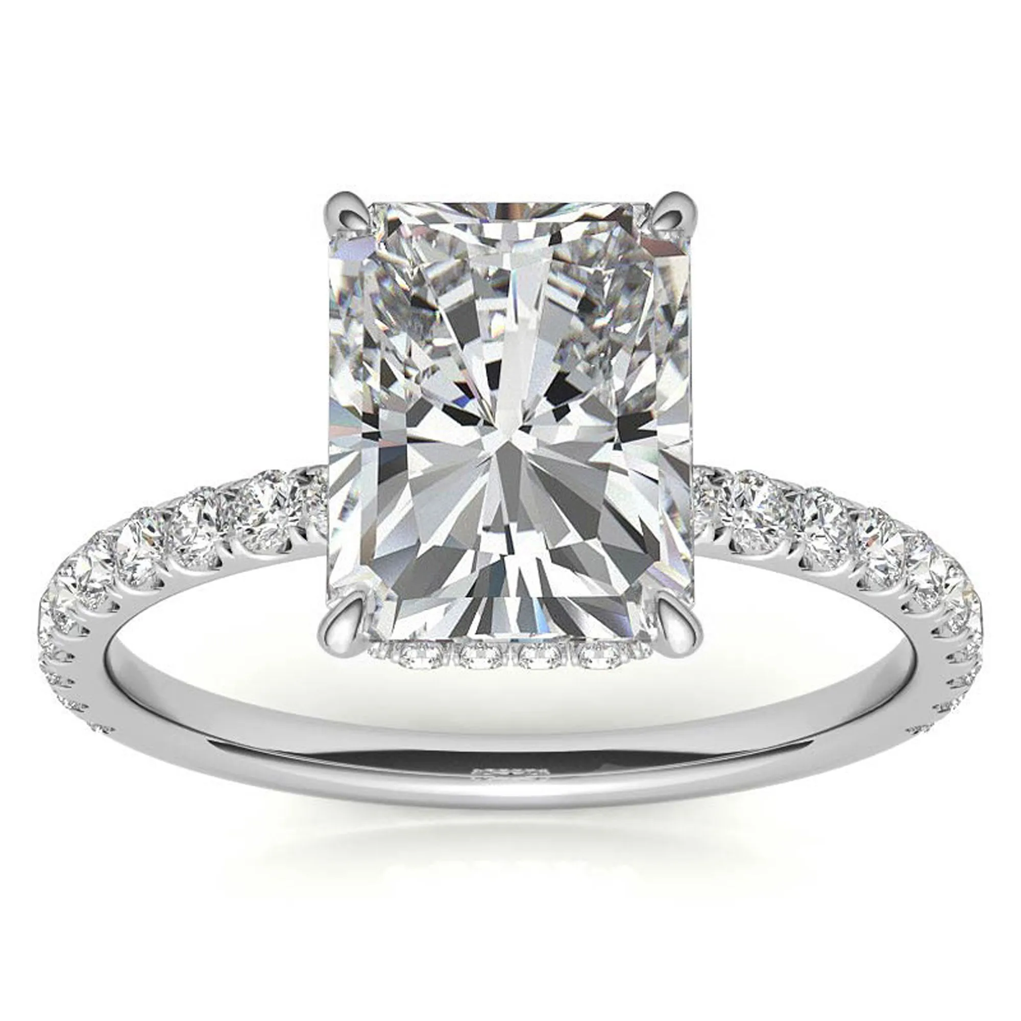 Sterling Silver Radiant Cut Solitaire Adjustable Classic White Gold Ring – Perfect for Engagement
