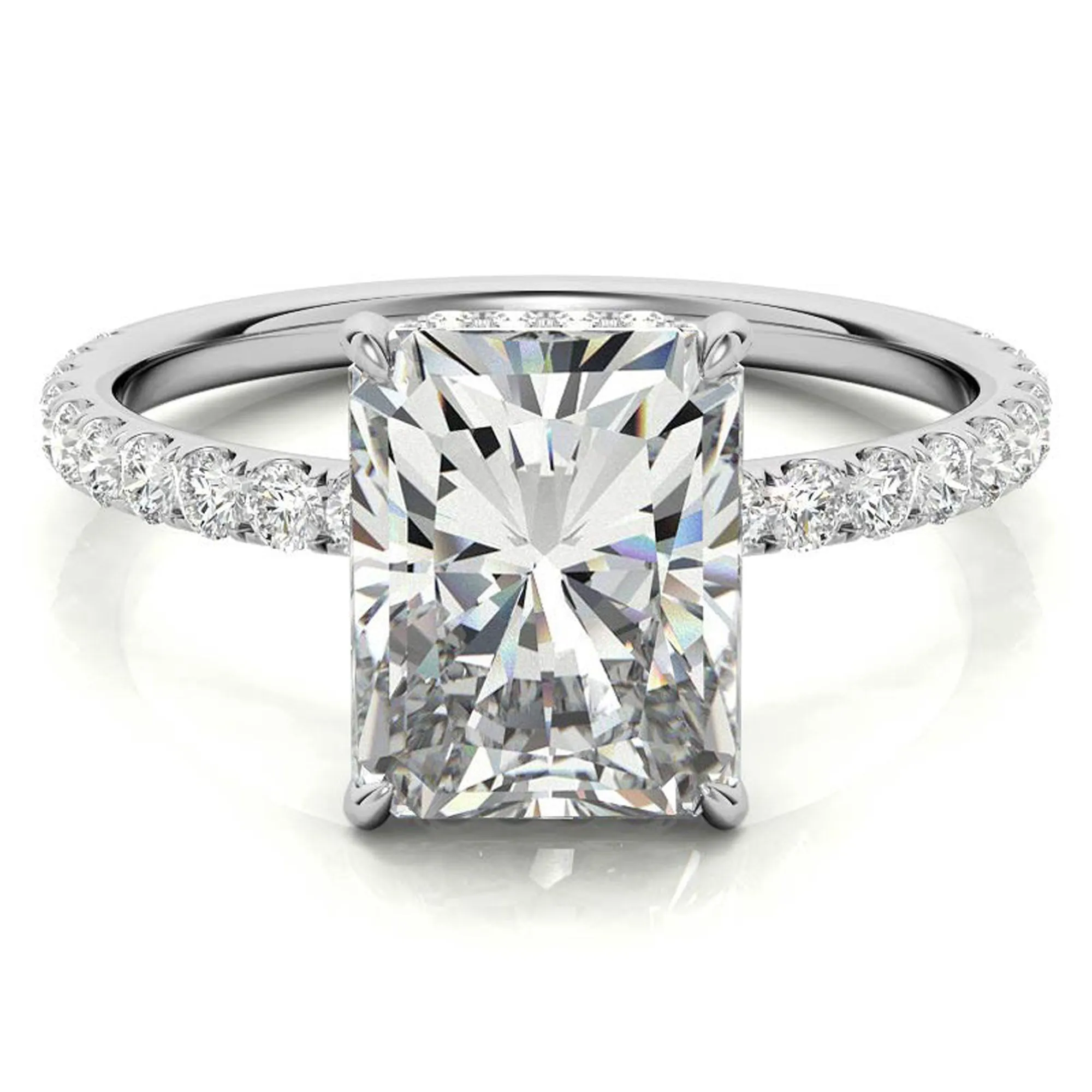 Sterling Silver Radiant Cut Solitaire Adjustable Classic White Gold Ring – Perfect for Engagement