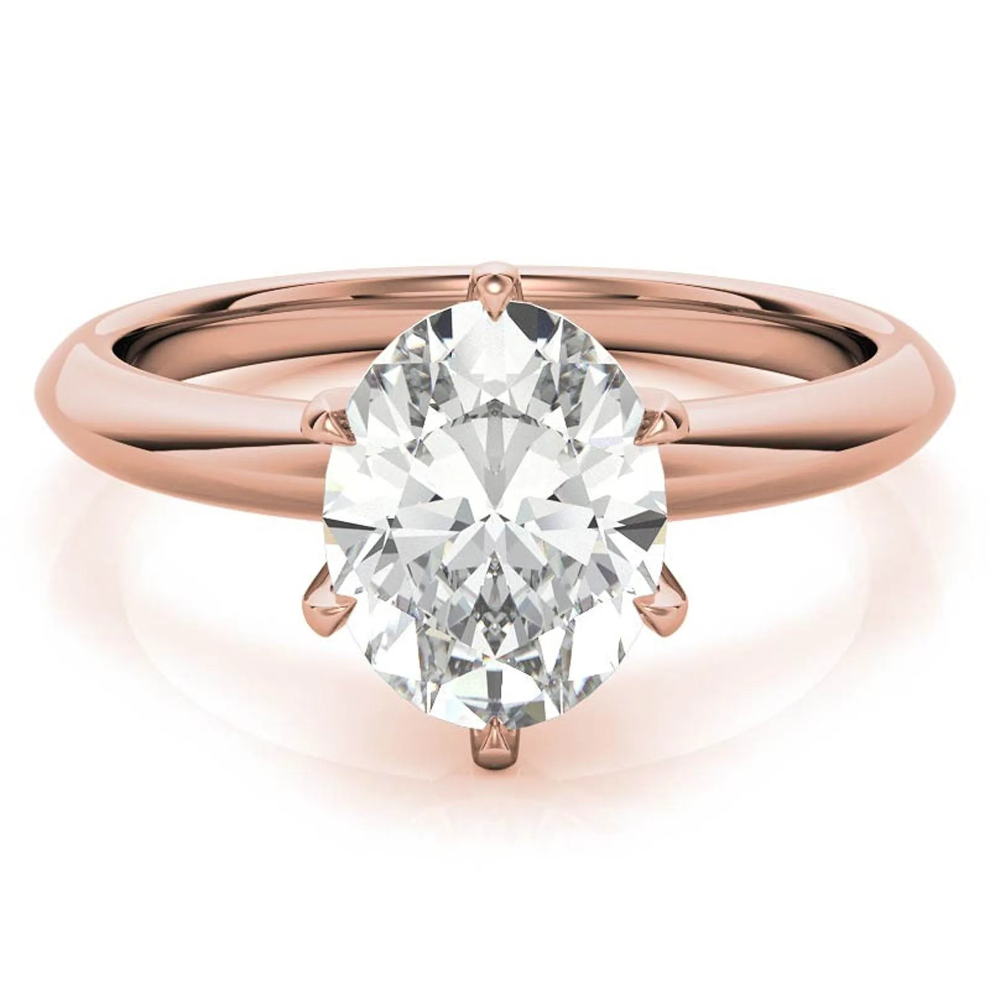 Sterling Silver Six-Prong Adjustable Solitaire Rose Gold Engagement Ring for Women