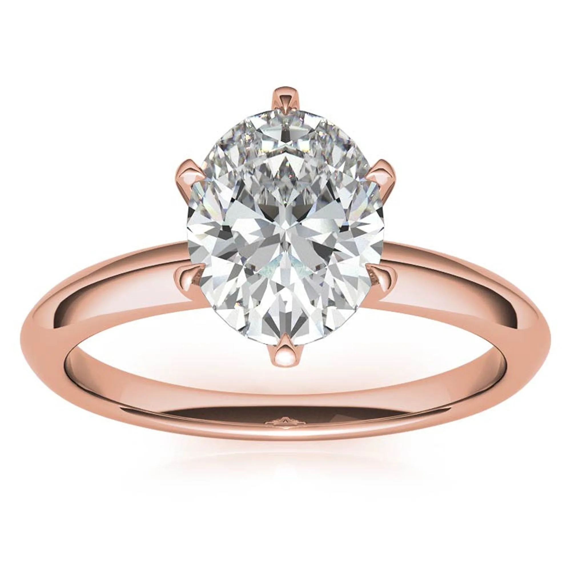 Sterling Silver Six-Prong Adjustable Solitaire Rose Gold Engagement Ring for Women