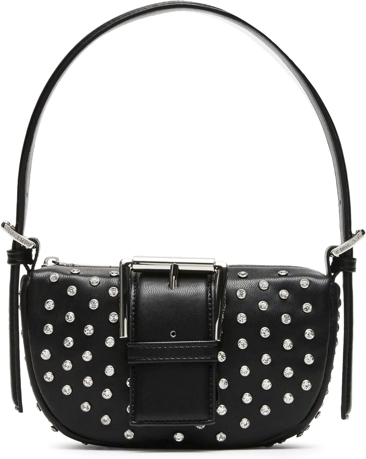 Steve Madden AXIS Rim Set Crystal Shoulder Back with Buckle, Black