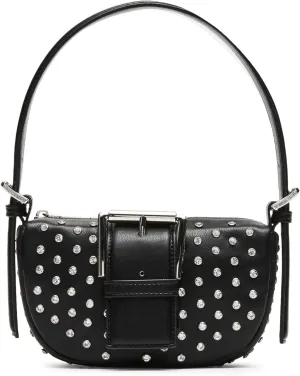 Steve Madden AXIS Rim Set Crystal Shoulder Back with Buckle, Black