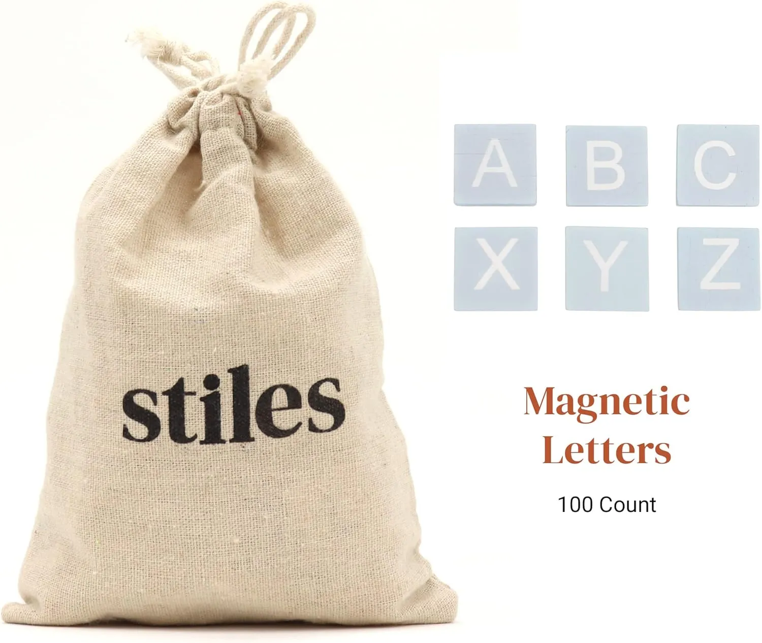 Stiles 100 Piece Wooden Magnetic Letter Tiles - Blue