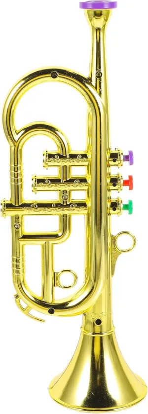 STOBOK Trumpet Toy for Kids, Wind and Brass Musical Instrument for Party Favors, Early Educational Tool, Golden