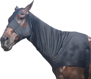 Stretch Horse Slinky Hood Spandex Mane Stay Hoods with Zipper Black Medium