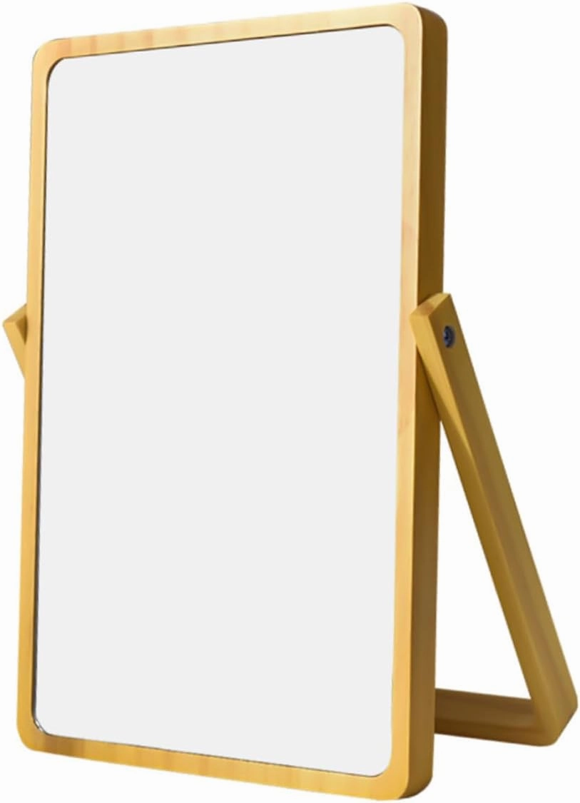 Stylish Desktop Makeup Mirror Large Wooden Vanity Mirror Light Yellow Mirror Perfected Craftsmanship
