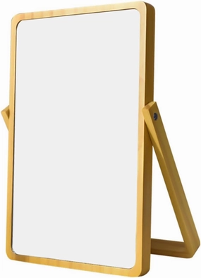 Stylish Desktop Makeup Mirror Large Wooden Vanity Mirror Light Yellow Mirror Perfected Craftsmanship