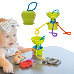 Suction Cup High Chair Toys Holder | 3 Toy Tethers Keep Toys from Falling | Holds Teethers, Toys, Snack Cups | for Babies 6-12 Months | Perfect for Travel and Restaurant