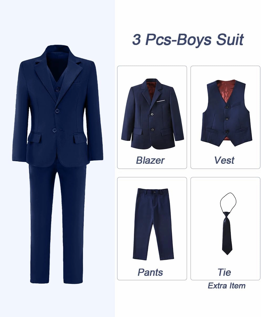 Suits for Boy Slim Fit Formal Dress Outfit Toddler Suit Blazer Vest Pants Kis Tuxedos
