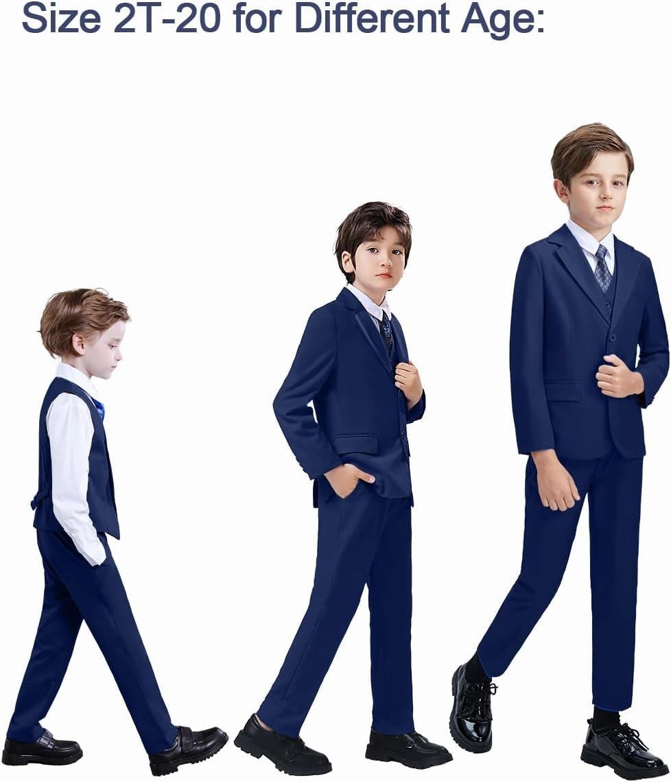 Suits for Boy Slim Fit Formal Dress Outfit Toddler Suit Blazer Vest Pants Kis Tuxedos