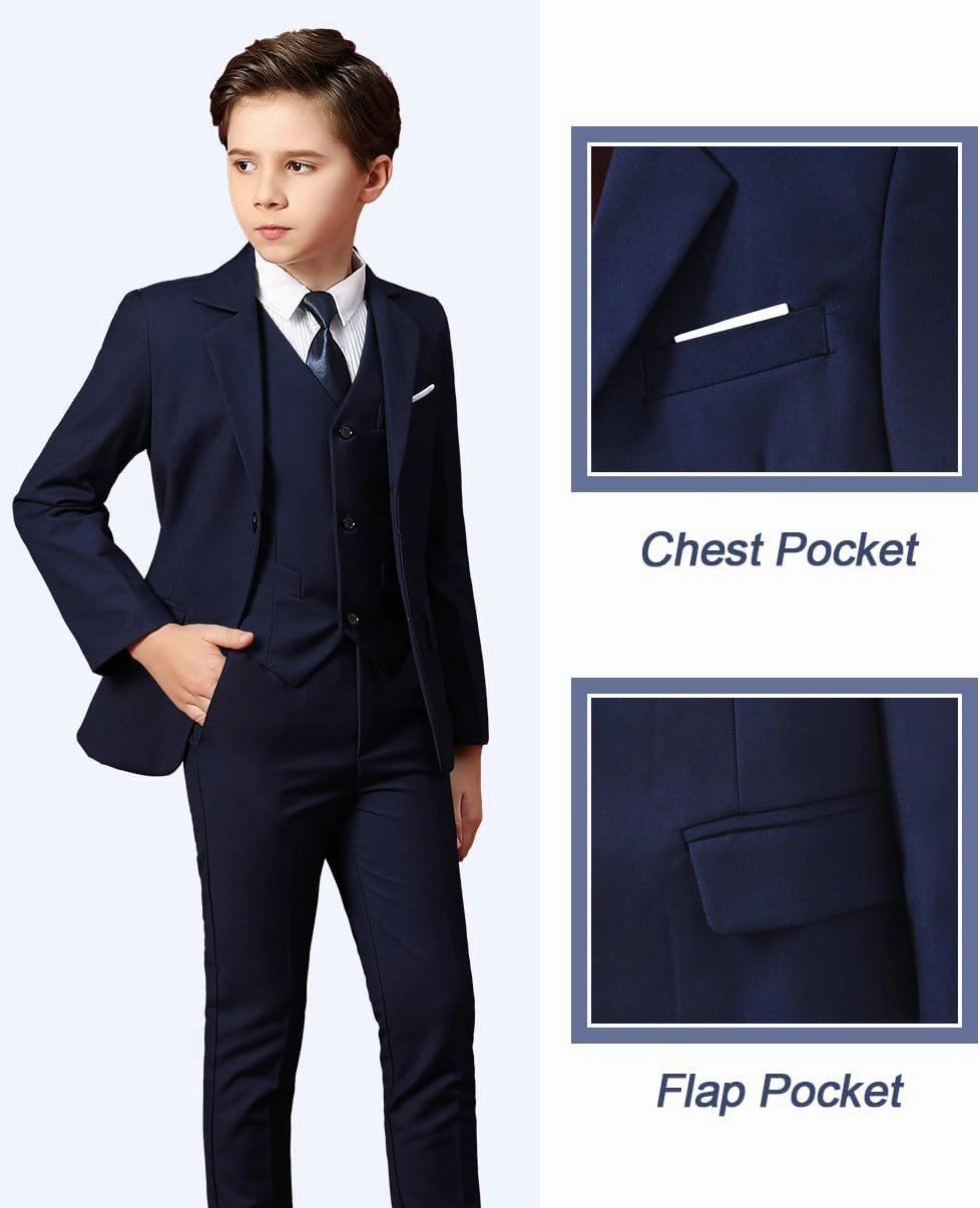 Suits for Boy Slim Fit Formal Dress Outfit Toddler Suit Blazer Vest Pants Kis Tuxedos