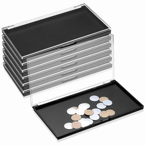 Sumind 6 Pcs Magnetic Makeup Palette with Clear Top with 120 Pcs Metal Sticker for DIY Eyeshadow Lipstick Blush Powder 7.72” x 4.33”