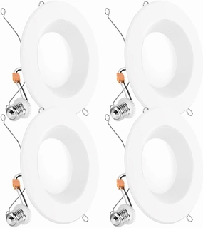 Sunco Retrofit LED Recessed Lighting 6 Inch, Downlight Can Lights for Ceiling, Baffle Trim, 965 LM, 13W (120W Equivalent), 2700K Soft White, Dimmable, Damp Rated UL 4 Pack.