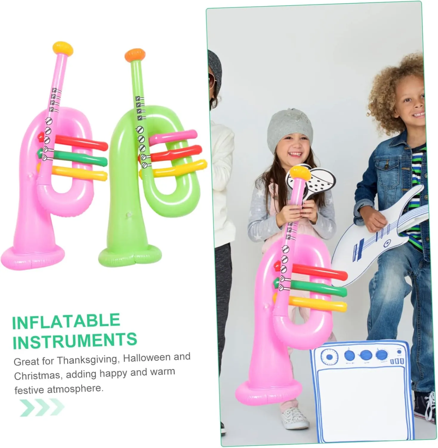 SUPVOX 3pcs Inflatable Musical Instrument Education Toys The Inflatables Guitar Tool Music Instruments Party Props Blow up Instruments Music Party Decoration Children Supply Kids Supplies