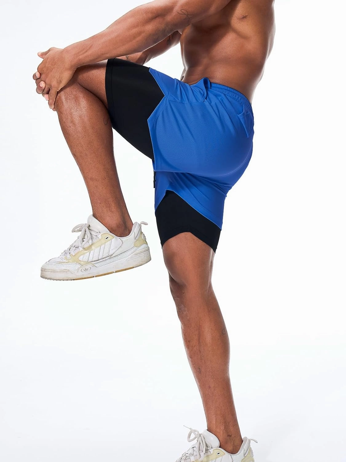 Surenow Men's Running Shorts Quick Dry Workout Gym Shorts Athletic 2-in-1 Stealth Shorts Outdoor Short for Men with Pockets
