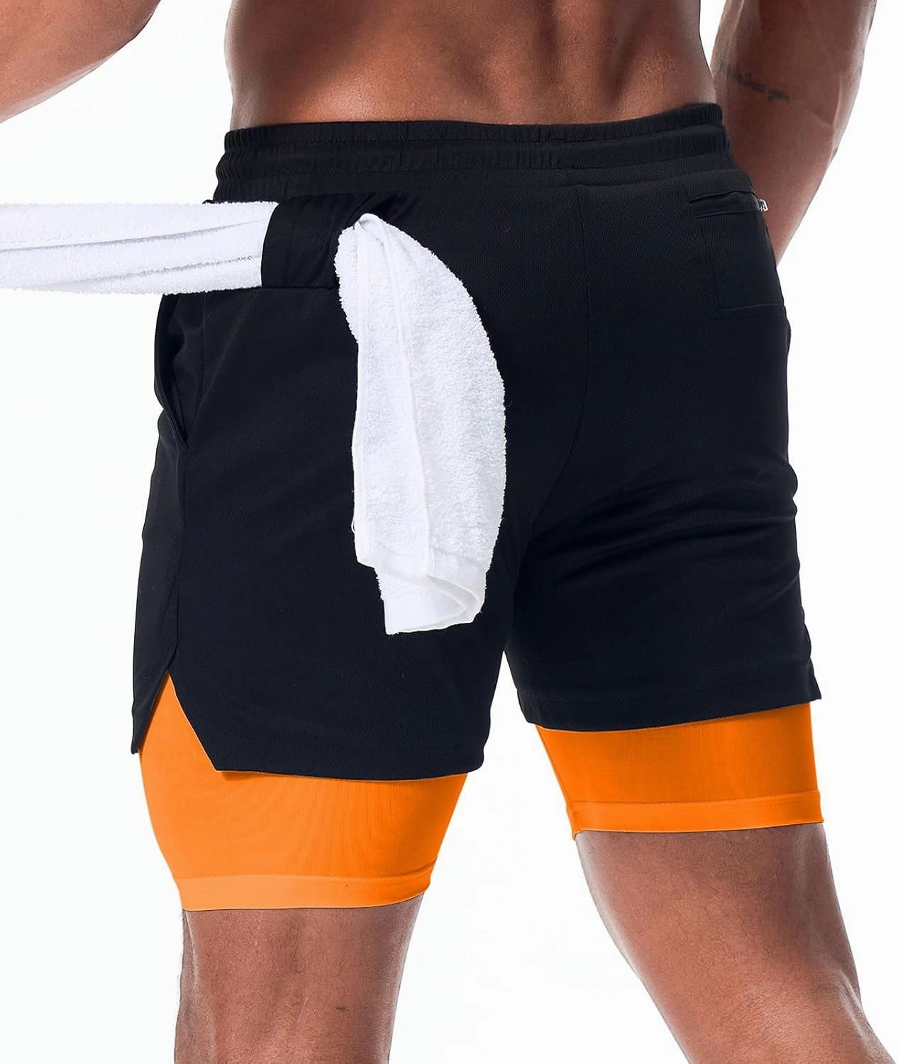 Surenow Men's Running Shorts Quick Dry Workout Gym Shorts Athletic 2-in-1 Stealth Shorts Outdoor Short for Men with Pockets