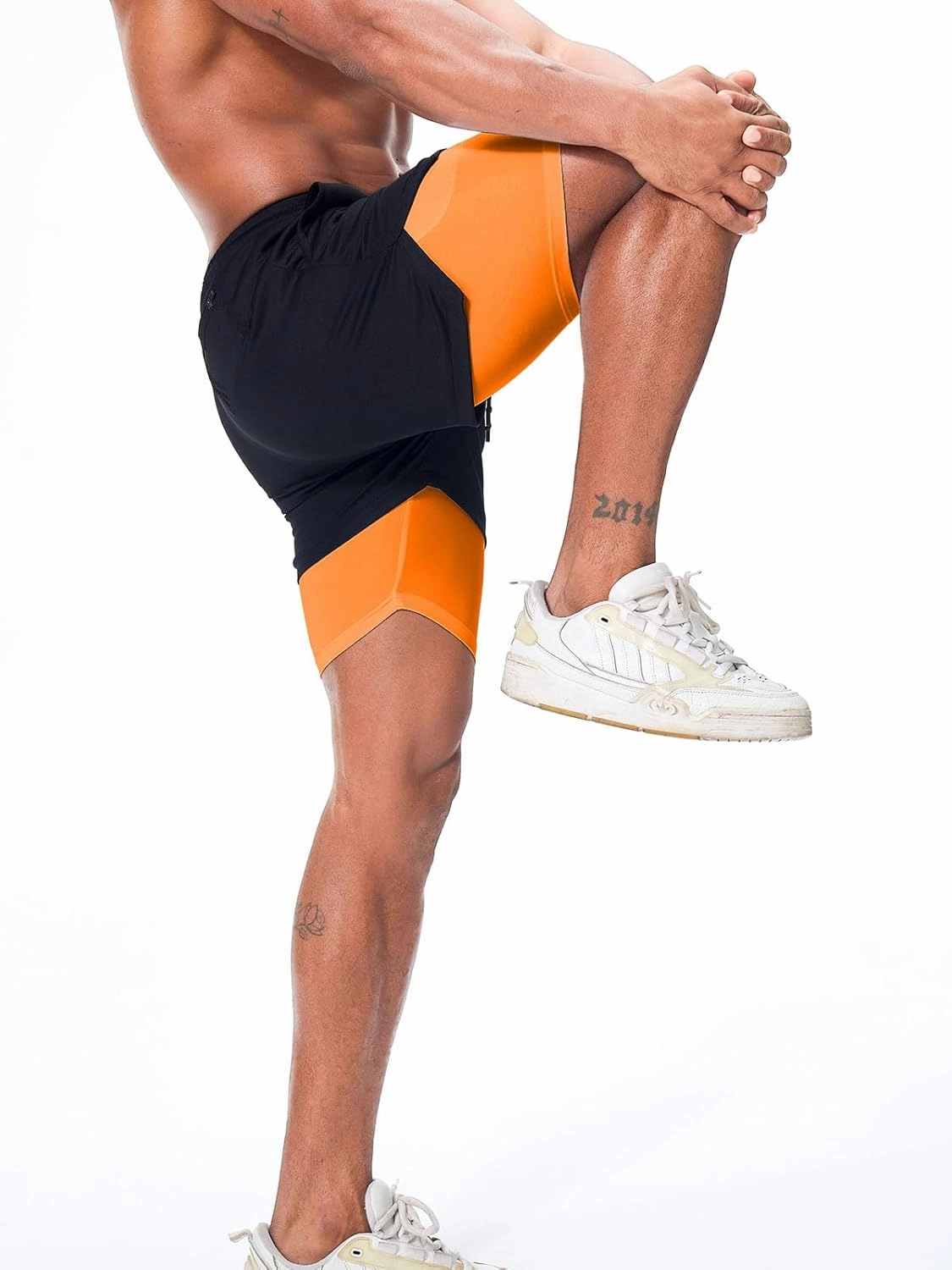 Surenow Men's Running Shorts Quick Dry Workout Gym Shorts Athletic 2-in-1 Stealth Shorts Outdoor Short for Men with Pockets