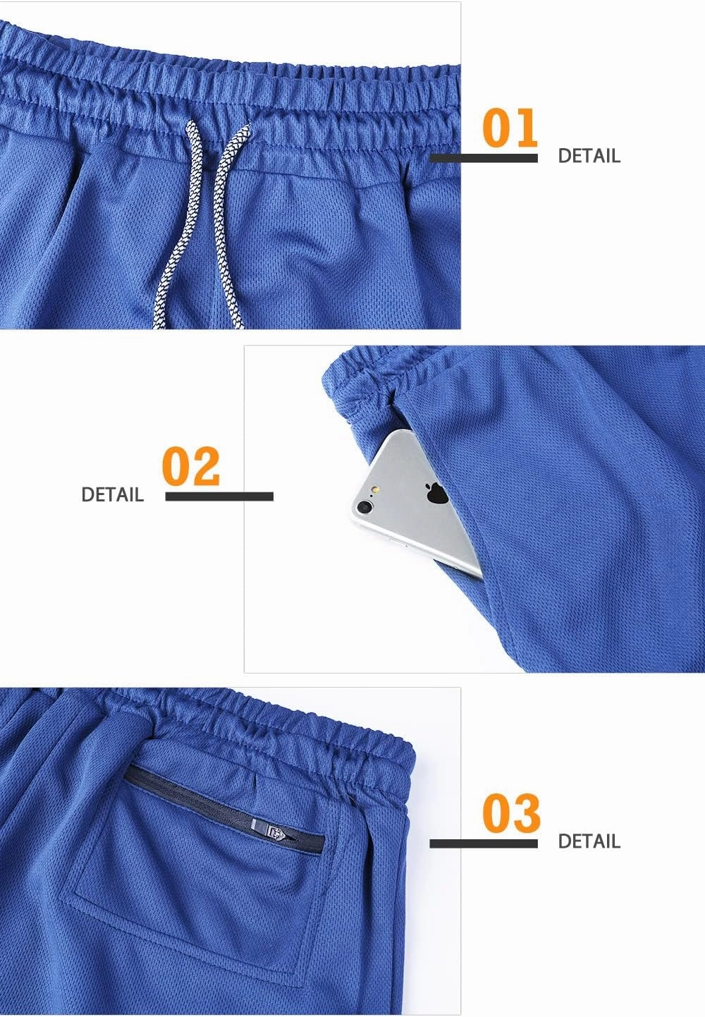 Surenow Men's Running Shorts Quick Dry Workout Gym Shorts Athletic 2-in-1 Stealth Shorts Outdoor Short for Men with Pockets