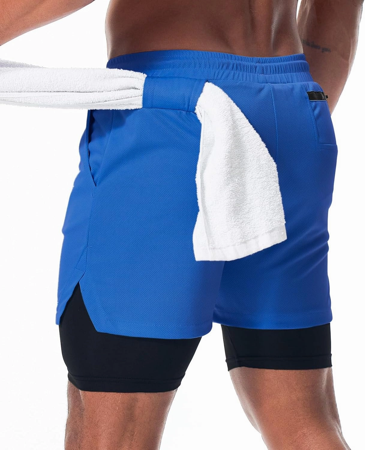 Surenow Men's Running Shorts Quick Dry Workout Gym Shorts Athletic 2-in-1 Stealth Shorts Outdoor Short for Men with Pockets