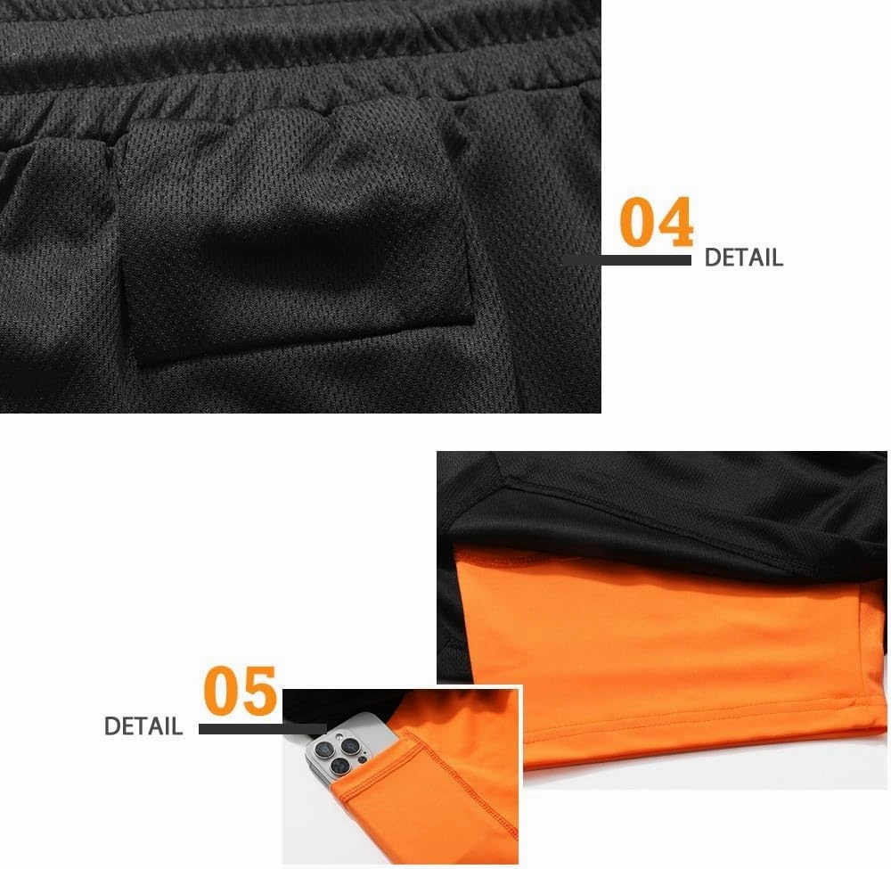 Surenow Men's Running Shorts Quick Dry Workout Gym Shorts Athletic 2-in-1 Stealth Shorts Outdoor Short for Men with Pockets