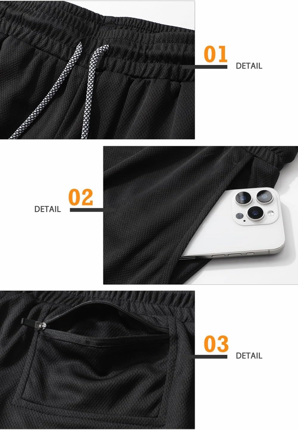 Surenow Men's Running Shorts Quick Dry Workout Gym Shorts Athletic 2-in-1 Stealth Shorts Outdoor Short for Men with Pockets