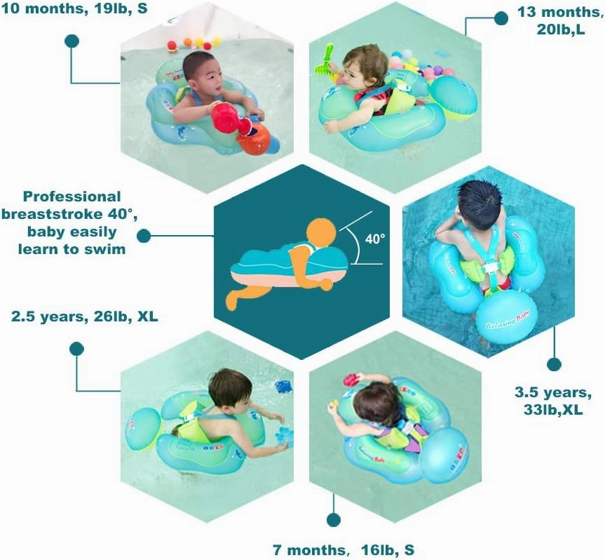 Swimming Ring with Adjustable Seat Pocket,Baby Swimming Pool Floats,Removable Floating Ball,New Upgrade Baby Swim Ring for Ages 6-36 Months Infant Toddler