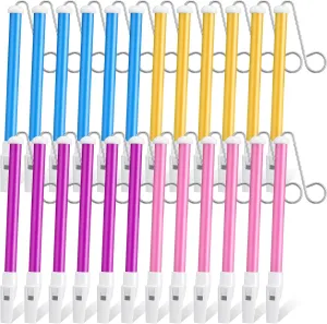 Syhood 24 Pcs Slide Whistle for Adults Instrument Toy Plastic Metal Musical Slide Whistles for Kids Party Favors Boys Girls Games School Prizes Birthday Gift, 4 Colors