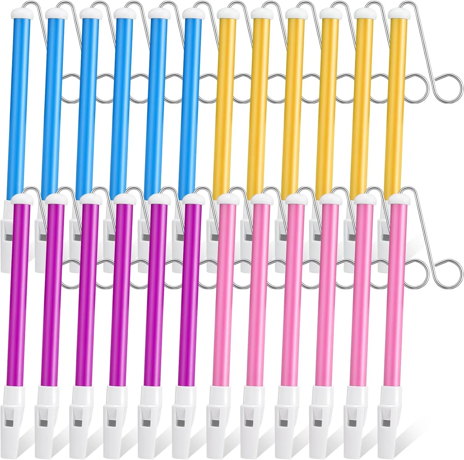 Syhood 24 Pcs Slide Whistle for Adults Instrument Toy Plastic Metal Musical Slide Whistles for Kids Party Favors Boys Girls Games School Prizes Birthday Gift, 4 Colors