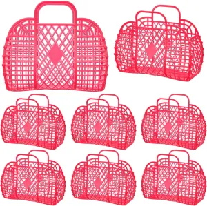 Tatuo 8 Pcs Jelly Purse Jelly Basket Beach Bags Reusable Handbags Plastic Easter Egg Basket for Women Girls kid