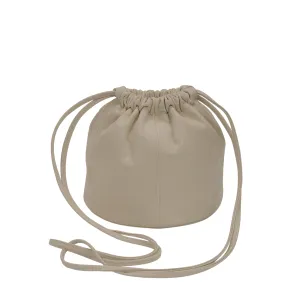 Taupe Mini Drum Drawstring Bucket Bag