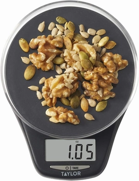 Taylor 4.4lb Precision Digital Kitchen Scale with Weighing Tray, 4.4 pound capacity, Black
