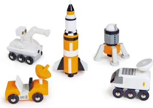 Tender Leaf Toys - Space Voyager Set - 7 Piece Solid Wood Space Vehicle Set with Moving Parts - Boost Imagination and Learn Through Play, Gender-Neutral for Pre-School Boys and Girls - Age 3  