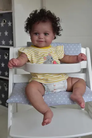 TERABITHIA 20 Inches African American Reborn Baby Doll with Soft Weighted Body Feel Real Sweet Smiling Dark Brown Skin Newborn Realistic Girl Doll, A Moment in My Arms, Forever in My Heart