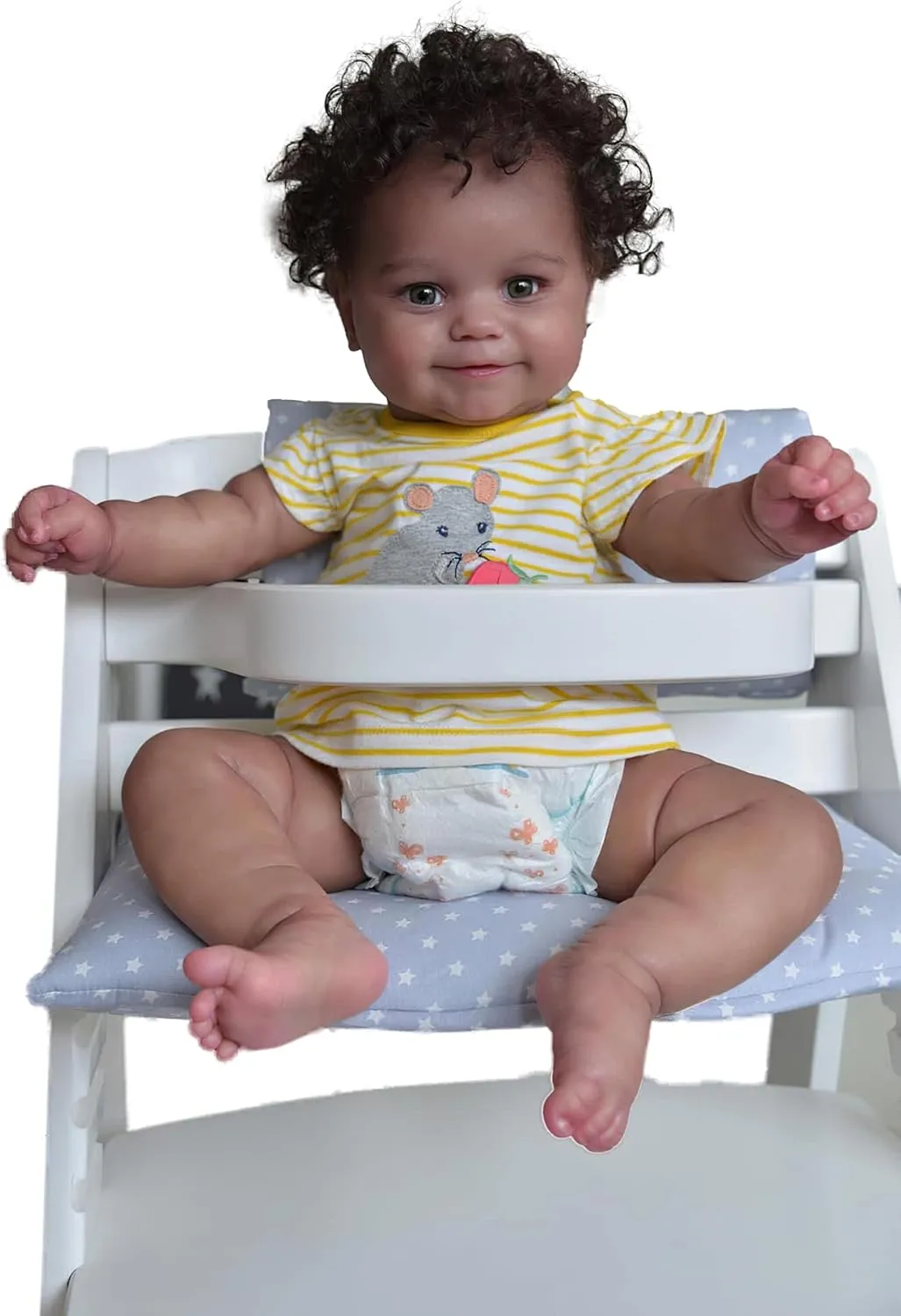 TERABITHIA 20 Inches African American Reborn Baby Doll with Soft Weighted Body Feel Real Sweet Smiling Dark Brown Skin Newborn Realistic Girl Doll, A Moment in My Arms, Forever in My Heart