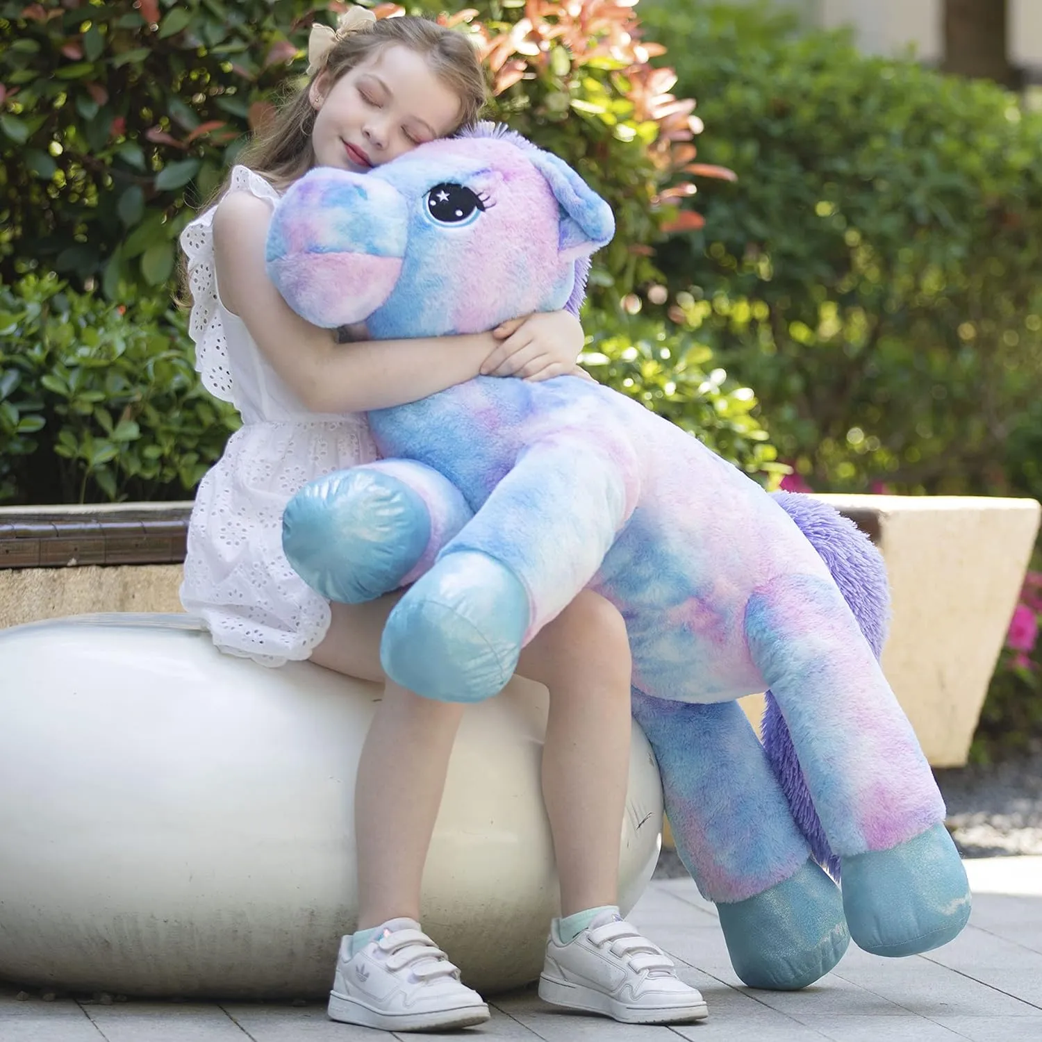 Tezituor 43in Giant Unicorn Stuffed Animal, Big Stuffed Unicorn Toys for Girls and Women, Rainbow Purple Unicorn Plush Gifts for Valentines Day, Christmas, Birthday and Party