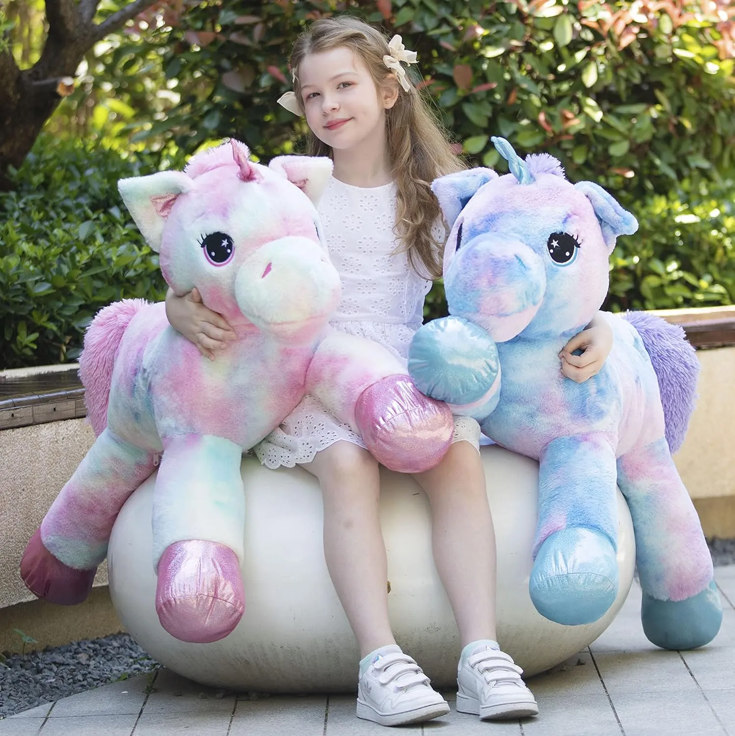 Tezituor 43in Giant Unicorn Stuffed Animal, Big Stuffed Unicorn Toys for Girls and Women, Rainbow Purple Unicorn Plush Gifts for Valentines Day, Christmas, Birthday and Party
