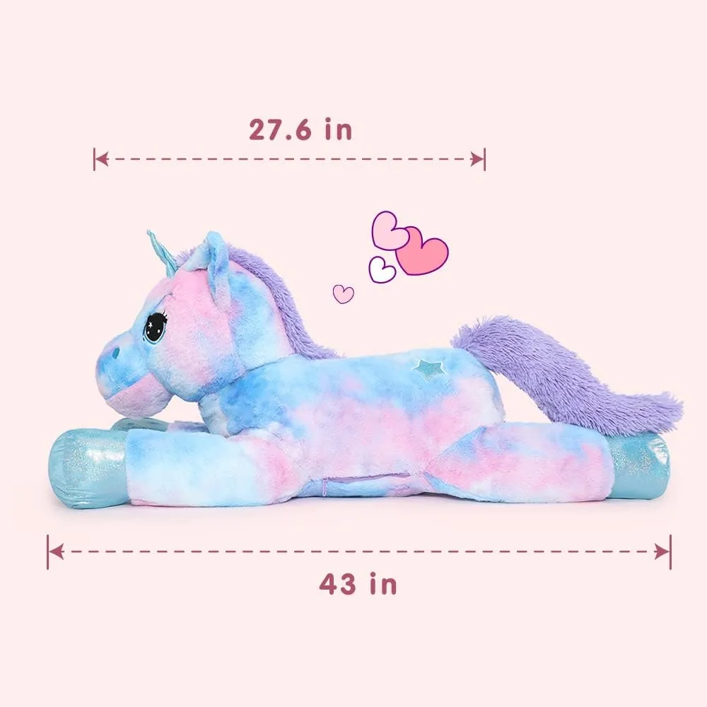 Tezituor 43in Giant Unicorn Stuffed Animal, Big Stuffed Unicorn Toys for Girls and Women, Rainbow Purple Unicorn Plush Gifts for Valentines Day, Christmas, Birthday and Party