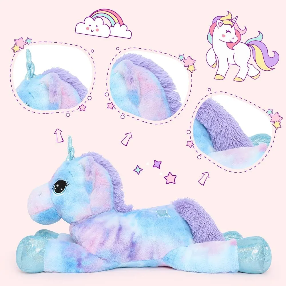Tezituor 43in Giant Unicorn Stuffed Animal, Big Stuffed Unicorn Toys for Girls and Women, Rainbow Purple Unicorn Plush Gifts for Valentines Day, Christmas, Birthday and Party
