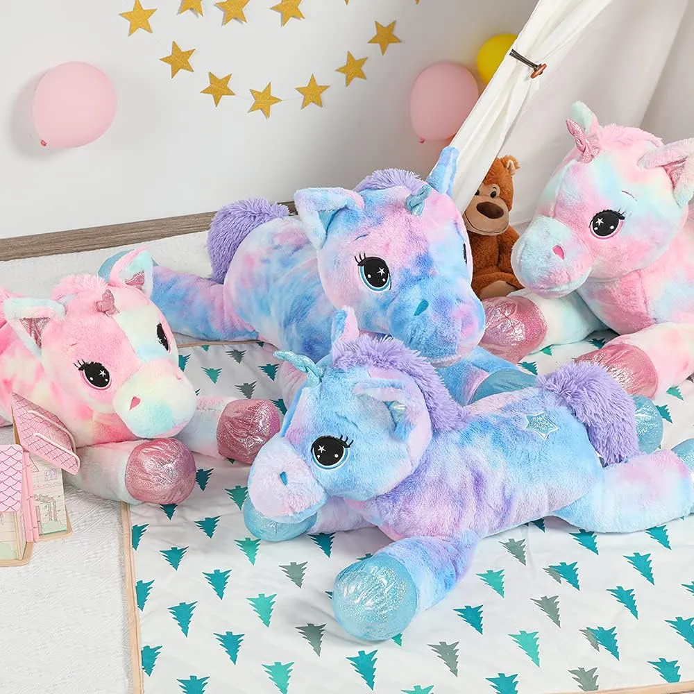 Tezituor 43in Giant Unicorn Stuffed Animal, Big Stuffed Unicorn Toys for Girls and Women, Rainbow Purple Unicorn Plush Gifts for Valentines Day, Christmas, Birthday and Party