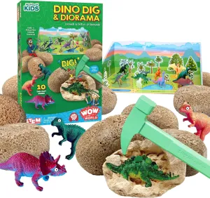 Thames & Kosmos Wow in The World Dino DIG & Diorama | 10 Dig-Out Plaster Dinosaur Eggs, Prehistoric DIY Diorama, Companion Audio Content, Bonus Reusable Science Tool, STEM Toy for Kids 4