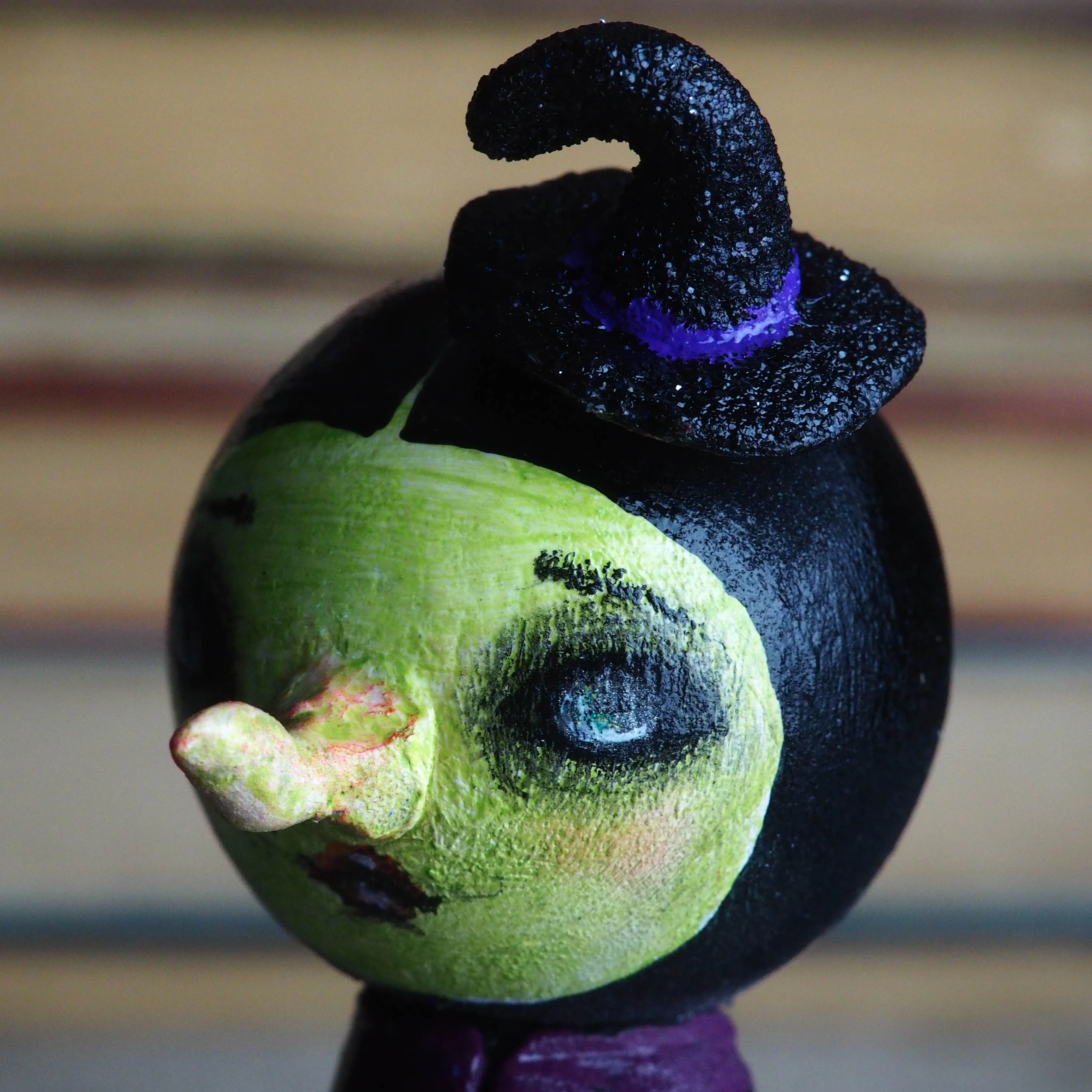 THE WICKED WITCH - Danita Halloween hand made minifig. A Kokeshi wood peg doll handmade by Danita